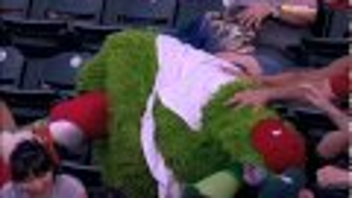 The Phillie Phanatic Takes A Foul Ball To The Face